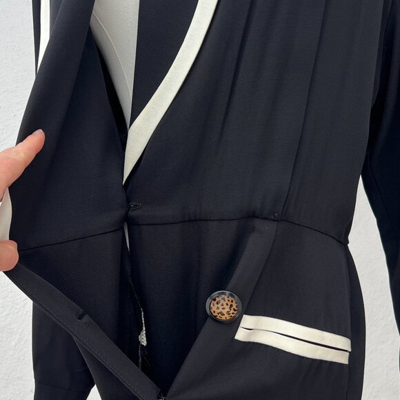 Vintage 80s Danny & Nicole Black & White Midi Secretary Dress / Made in the USA - Picture 7 of 16